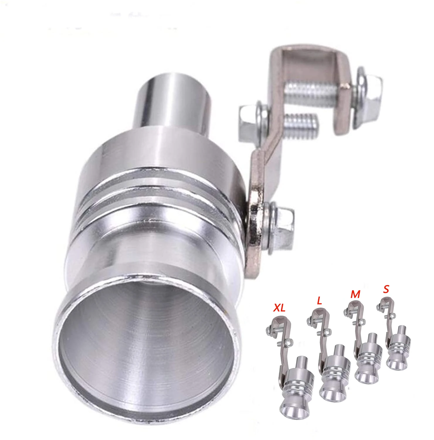 Universal Motorbike Car Exhaust Fake Turbo Whistle Pipe Sound Muffler Blow Off Valve Universal Simulator Whistler Silver
