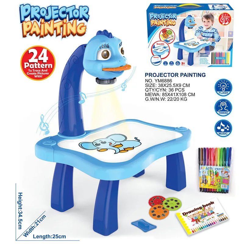 

Smart Projection Painting Machine Cartoon Fun with Music Learning Machine Drawing Board Multi-functional Light Painting Machine