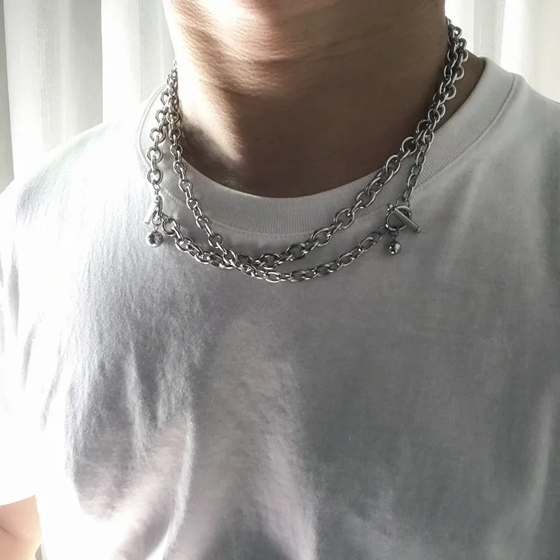 Ожерелье из нержавеющей стали в стиле панк, мужское ожерелье, ожерелье-цепочка, чокер, винтажная Мужская цепочка в стиле панк, мужские ожерелья в стиле хип-хоп, Женское Ожерелье