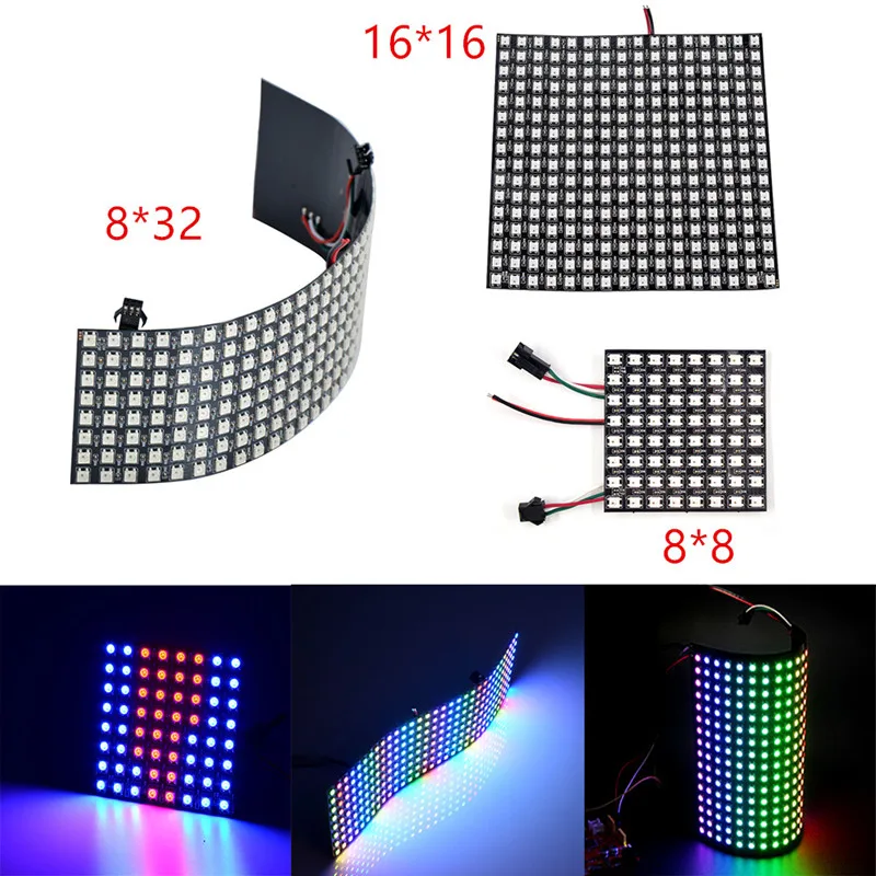 16x16 8x32 8x8 пикселей WS2812B панель SK6812 цифровой гибкий светодиодный индивидуально