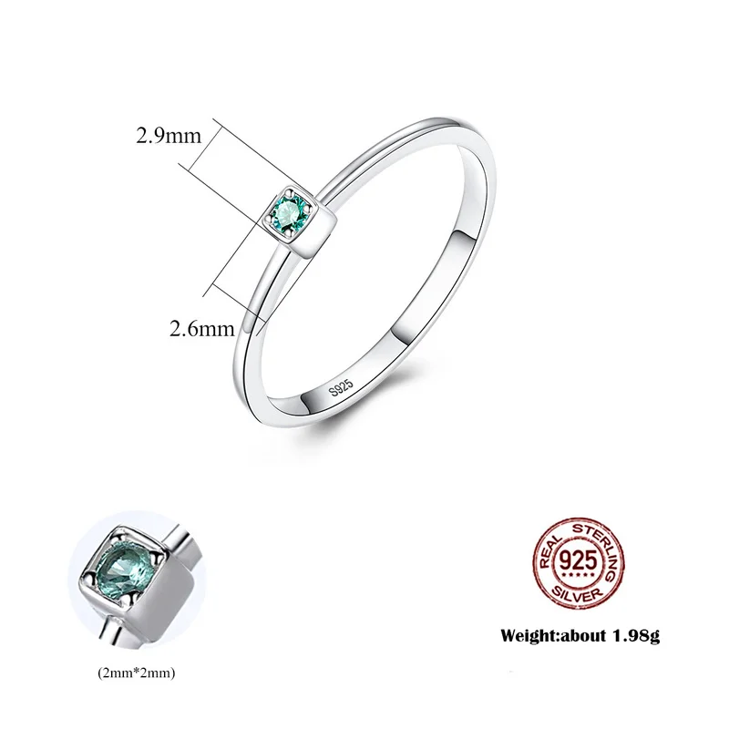 Зелёный Изумрудный камень кольца для Для женщин натуральная 925 пробы серебряные Модные камень для родившихся в мае Кольцо Романтический подарок ювелирные украшения