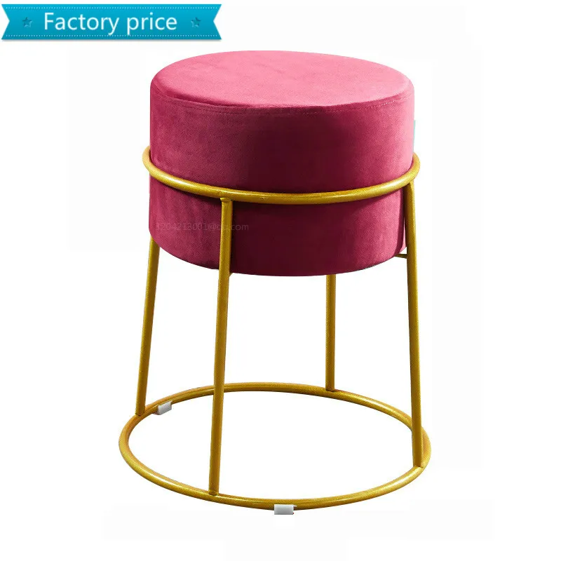 Нордический роскошный золотой стул для макияжа, креативные фланелевые пуфы, Простой Современный Железный пуф, тканевая скамейка для обуви, домашний стул для смены обуви