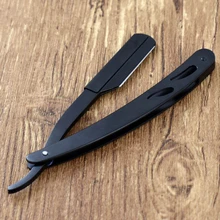Мужские парикмахерские инструменты для бритья, бритва и лезвия, антикварный черный складной нож для бритья, нержавеющая сталь, прямой держатель для бритвы