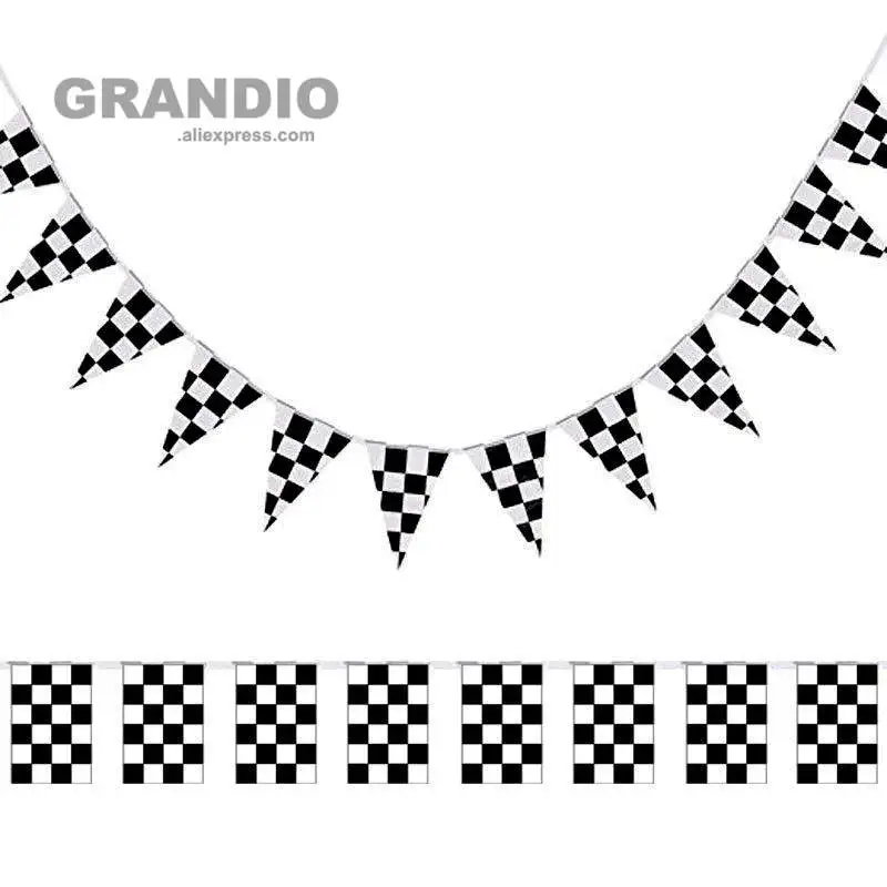 

Checkered Hanging Flag F1 Racing Auto Sport 14x21cm 20pcs Black White Chequered Home and Party Decorative Flags and Banners