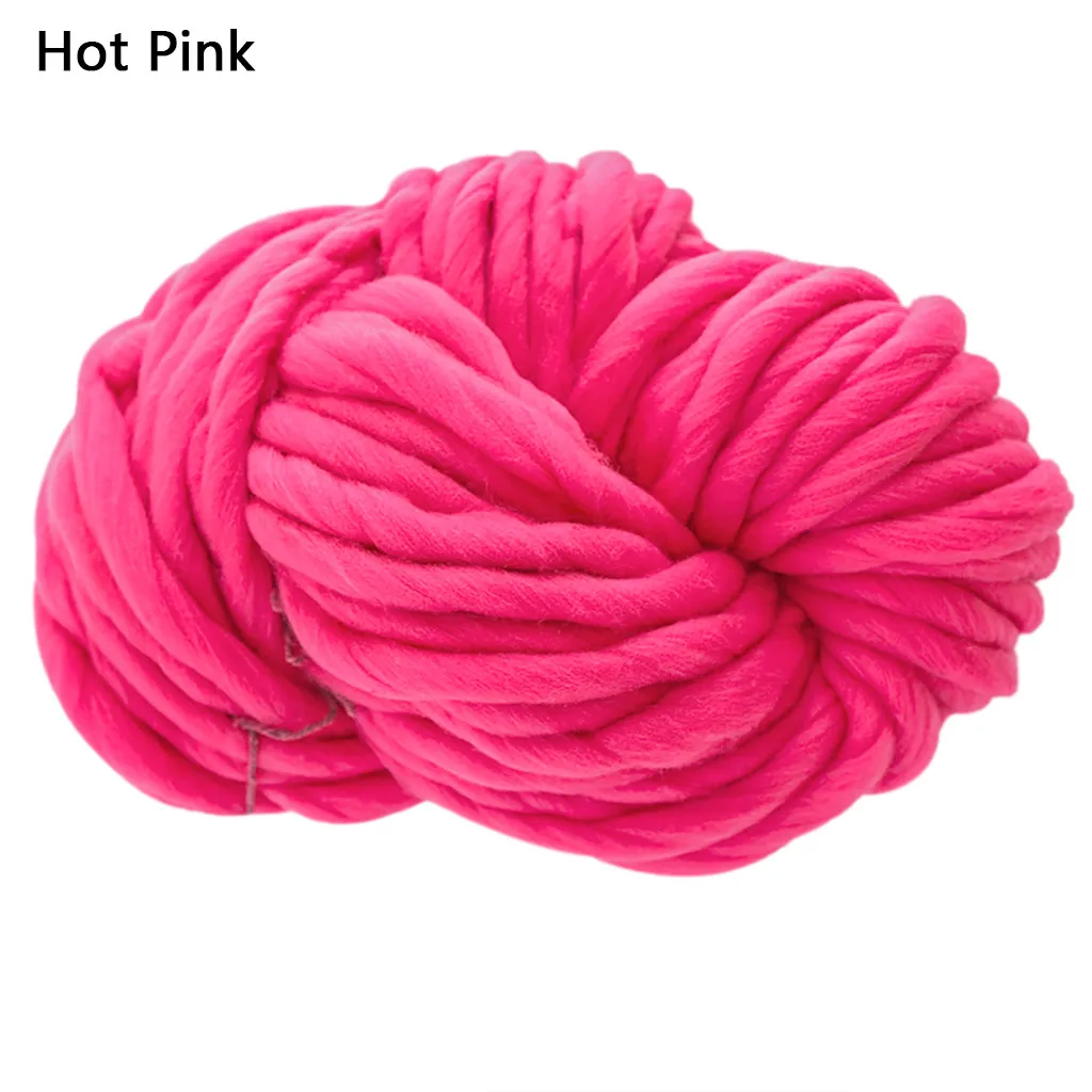 Массивная Мягкая шерстяная пряжа шарф вязаная Толстая теплая шапка товары для дома ручная вязка крючком шарф Тапочки - Цвет: Hot Pink