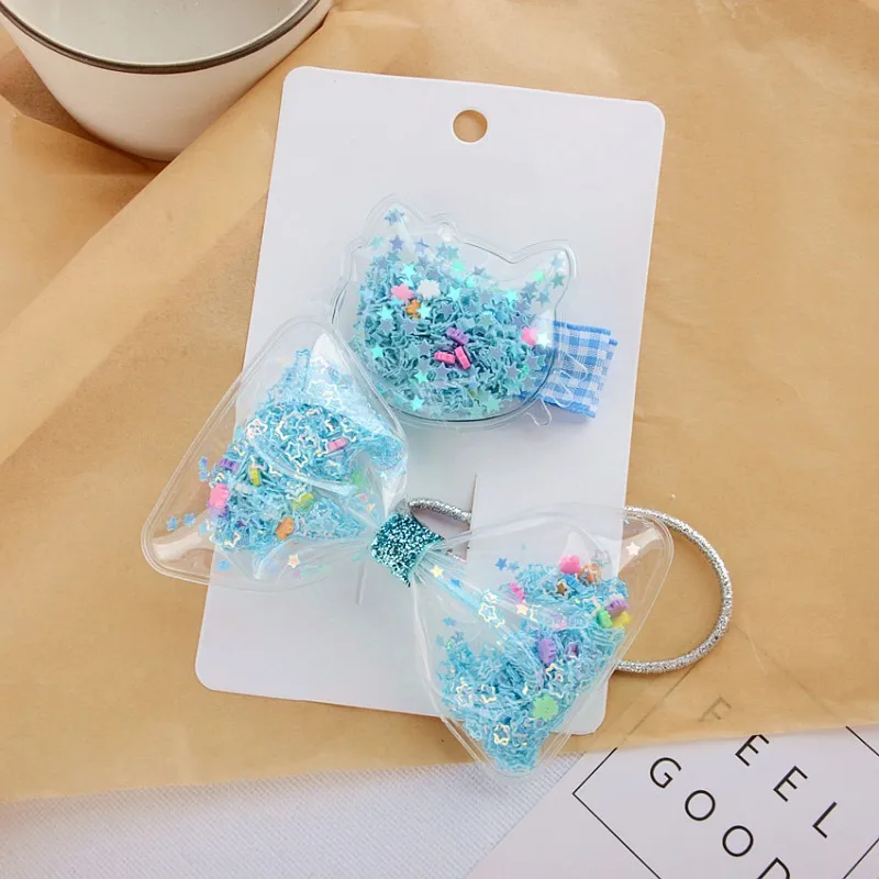 2pcs Sets Children Girl Hairpin Fashion Concise Casual All-match Transparent Bow Cute Sweet Hair Clip Girl Hair Decoration