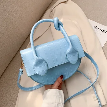 

womens clutch bag fashion simple wild high-end sense of crocodile pattern handbag temperament semicircle messenger bag female