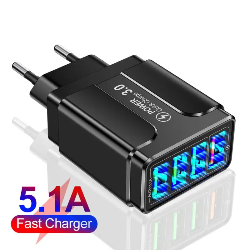 5v 3a usb c QC3.0 EU/US/UK Plug 4 USB Charger PD20W Phone Adapter Wall Exclusive Fast Charger Travel charging For iPhone 12 Xiaomi Series usb charger