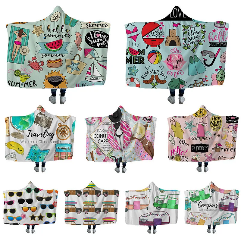 Winter Hoodie Blanket For Kids Adults Summer Picnic Printed Warm Soft Plush Fluffy Hooded Blanket Decorative Sofa Bed Cover  (3).jpg