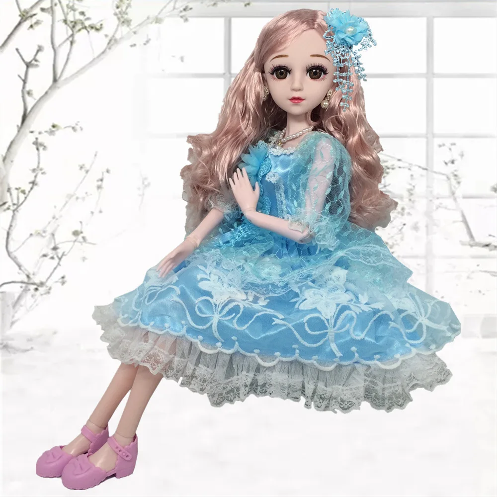 Новая Одежда для кукол, аксессуары, платье, костюм, набор для 60 см, BJD, Одежда для куклы, игрушки BJD для девочек, подарок - Цвет: blue doll dress