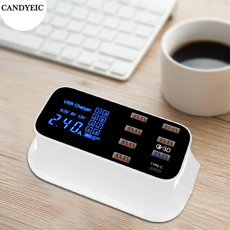 Универсальная настольная розетка с 8USB портами для быстрой зарядки Samsung Huawei Honor