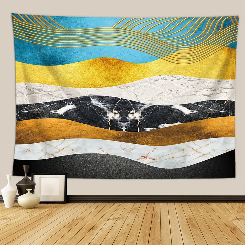 Гобелен в скандинавском стиле с изображением заката горы, ковер с японской масляной росписью, ткань с пейзажем, хиппи, психоделические гобелены, богемные пейзажи - Цвет: 37