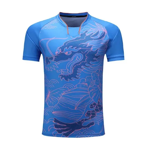 Профессиональные теннисные рубашки для мужчин/женщин, рубашки для бадминтона, футболки для настольного тенниса с китайским драконом, майки, спортивные футболки для бега - Цвет: 202 blue