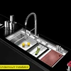 SUS 304 Stainless Steel Single Large Size Kitchen Sink Handmade Brushed 4mm Thickness 240mm Depth With Drain Plate Sinks 2