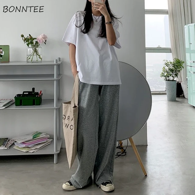 Basic Pants Women Summer Fashion Simple Korean Style High Waist