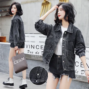 

SexeMara fashion The New Loose fashion Wild Wash pocket Denim jacket Free shipping
