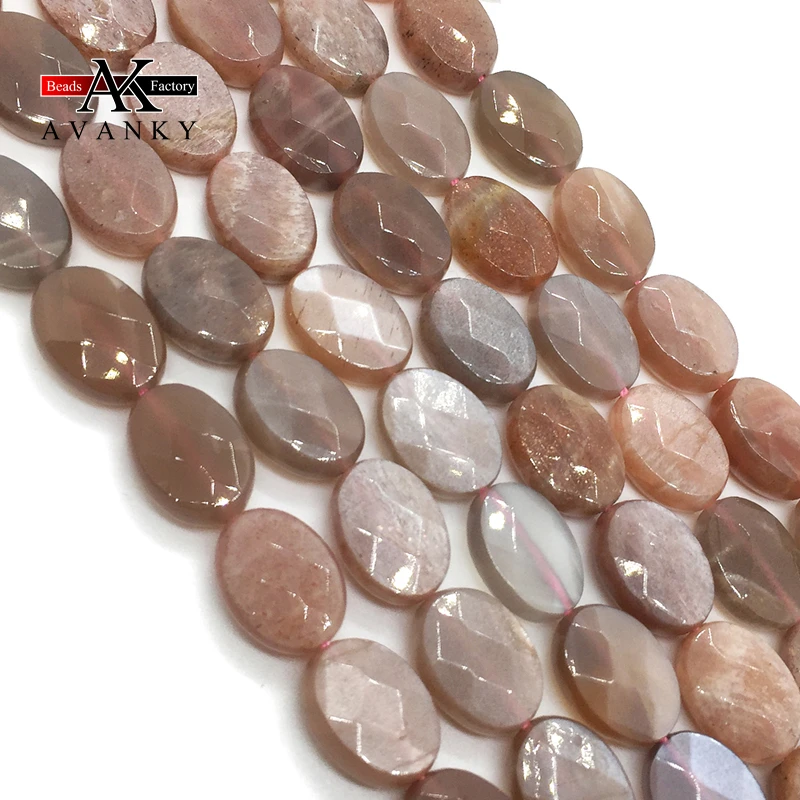 8x12mm Natural GemStone Orange Moonstone Faceted Oval Spacer Beads For Jewelry Making Diy Bracelets Necklace Accessories 15