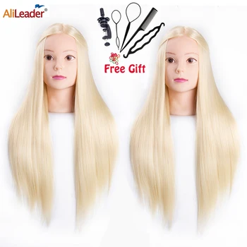 

Alileader 26" Hair Mannikin Training Head Resist Heat Synthetic Practice Cosmetology Hair Styling Hairdressing Manikin Doll Head