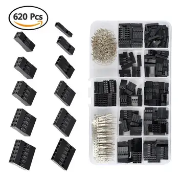 

620 Pcs Dupont Cable Jumper Connector Shell Kit Male Crimping Pin + Female Terminal Spacing Pin Connector With Box