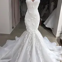 Vestido Sereia Sevy Спагетти ремень Русалка Свадебные платья Бисероплетение Кружева Аппликации открытая спина возлюбленной шеи платье свадебное