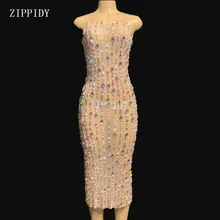 Сексуальное платье с большими кристаллами и жемчугом, вечернее, праздничное, длинное платье, прозрачное, наряд для певицы, выпускного, вечерние, для выступлений, YOUDU