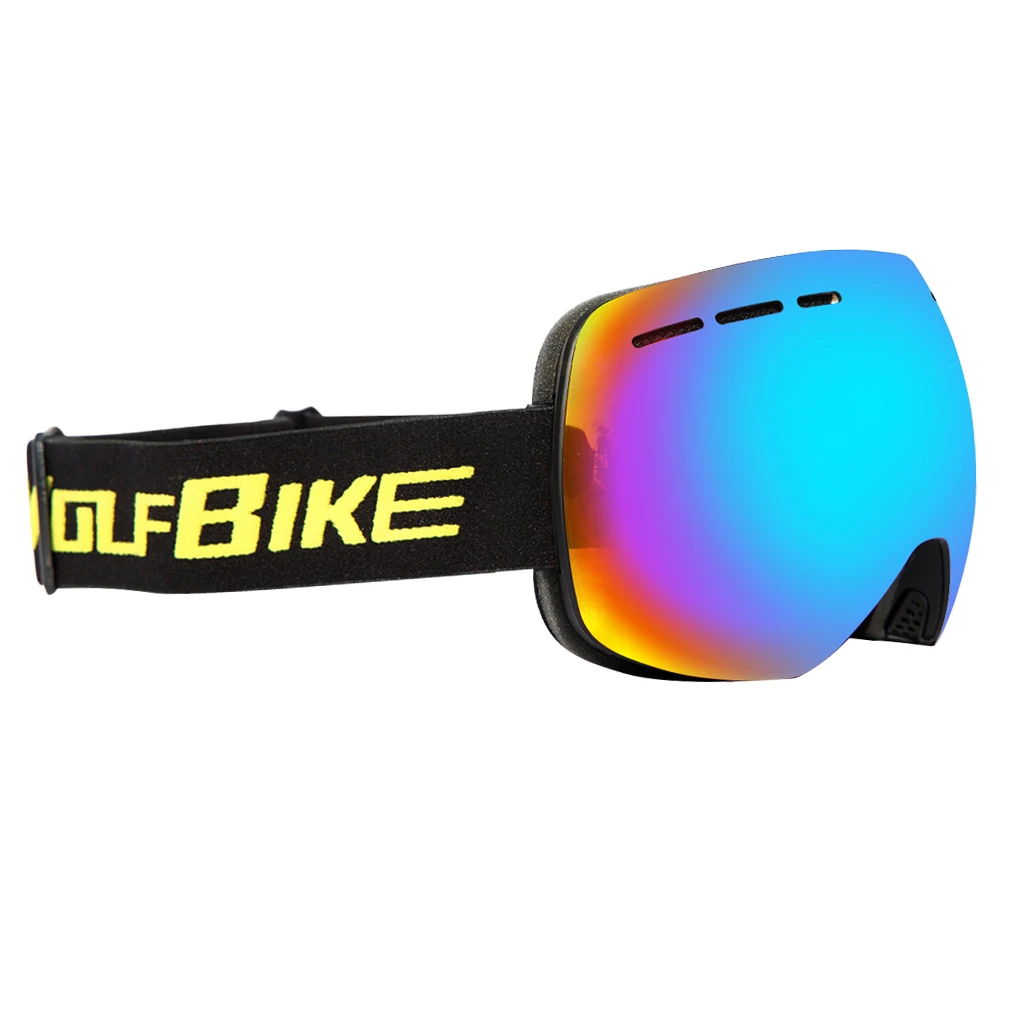 Black Frame Green L Лыжные очки Анти-туман Лыжная маска очки УФ-защита - Цвет: Black Frame Green L