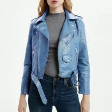 OEAK, брендовые зимние осенние мотоциклетные кожаные куртки, желтая кожаная куртка, женское кожаное пальто, тонкая куртка из искусственной кожи