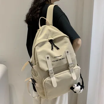 

The new wave of Korean version of the simple and wild ladies backpack backpack large capacity student schoolbag canvas bag