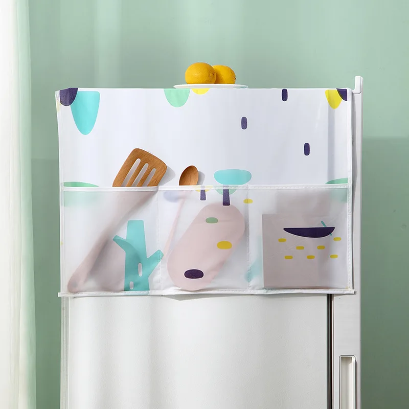 NEW Polyester Refrigerator Dust Cover Multi-function PVC Modern Embroidery Freezer Half Cover Effective Dust Flocking Tool