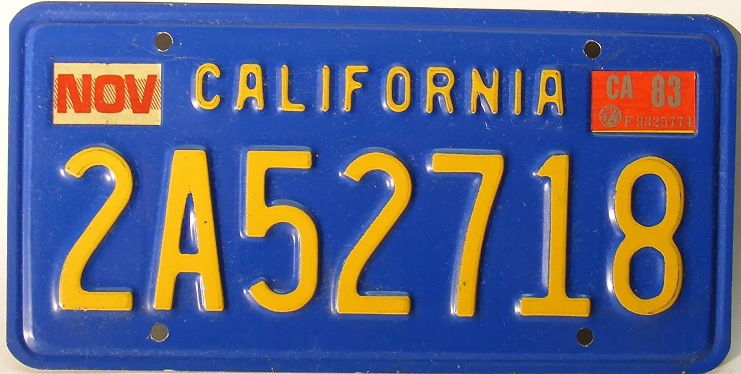 California Antique License Plate yellow numbers on bluePlaques & Signs