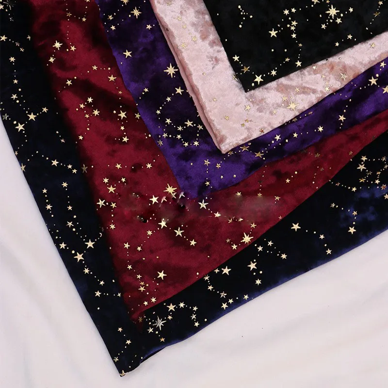 3D Bronzed Gold Star Constellation Diamond Velvet Fabric Designer DIY Handmade Sewing Women Dress Material Soft Falling Cloth | Дом и сад