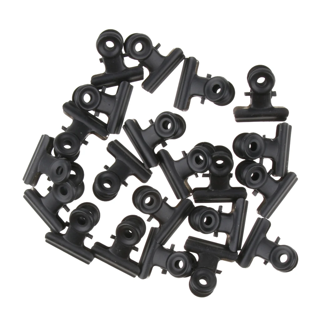 20 Pack Black Bulldog Clips Metal Hinge Clip File Clamps for Paper, Crafts, Food Bags, Drawings, Photos, 22mm