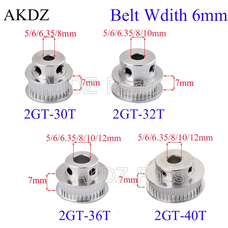 30 32 36 40 Teeth 2GT Timing Pulley Bore 5/6/6.35/8/10/12mm for GT2 Open Synchronous belt width 6mm small backlash 36Teeth | Обустройство