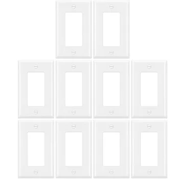 

Wall Plate Kit,Receptacle Cover, Decorator Light Switch Cover, 1-Gang Standard Size 2.77 x 4.52 inch ,White,10 Pack