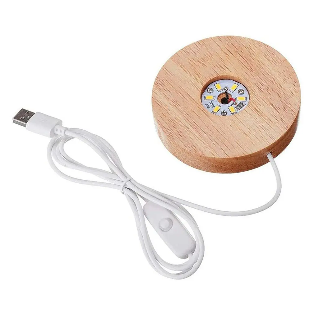 

Wood Light Base Rechargeable Remote Control For Crystal Glass Art Illuminated Wooden Base Romantic Display For Crystal Glass
