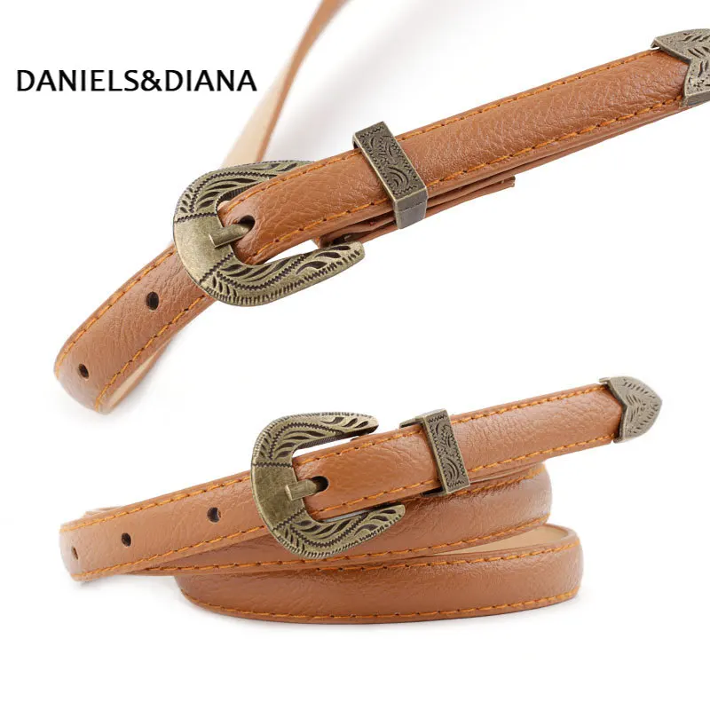 

Vintage Adjustable Western Belt Women Black Pin Buckle Belt Retro High Quality Metal Buckle Waistband For Ladies Jeans Dresses