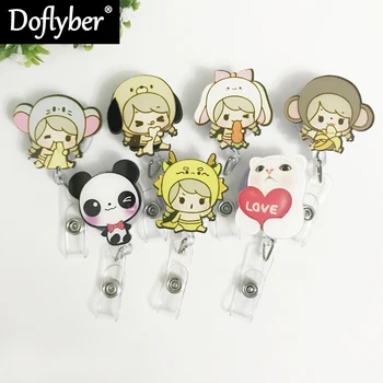 

Cute Cartoon Animal Retractable Badge Reel Student Nurse Exihibiton ID Name Card Badge Holder Office Supplies
