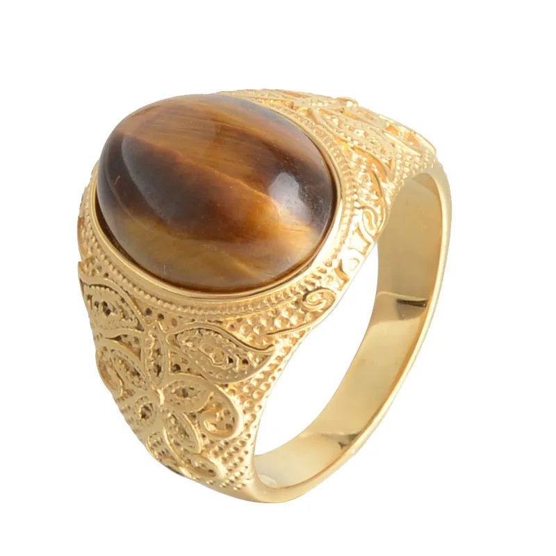 

Мужские ювелирные изделия, зеленые, синие кольца Brwon золотого цвета с кошачьими глазами и опалами, кольца из нержавеющей стали для мужчин, обручальные кольца для мужчин