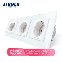 Livolo новое гнездо питания стандарта ЕС, розетка панель, тройная настенная розетка без вилки, закаленное стекло C7C3EU-11/2/3/5