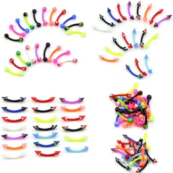 

Wholesale 10Pcs Acrylic Curved Barbell Ball Eyebrow Rings Body Bar Cartilage Tragus Piercing Sexy Women Accessories Body Jewelry