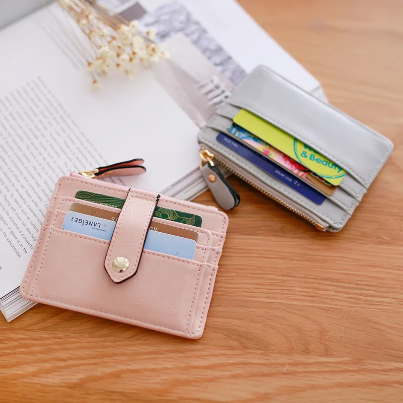 Mini PU Leather Credit Card Holder Cover Zipper Hasp Women Men Small Ultra-Thin Wallet Organizer Case Package Coin Purse 1PC leather wallet wallet card holder card holder coin purse credit card holder credit card wallet card wallet coin purse wallet wallet card bag