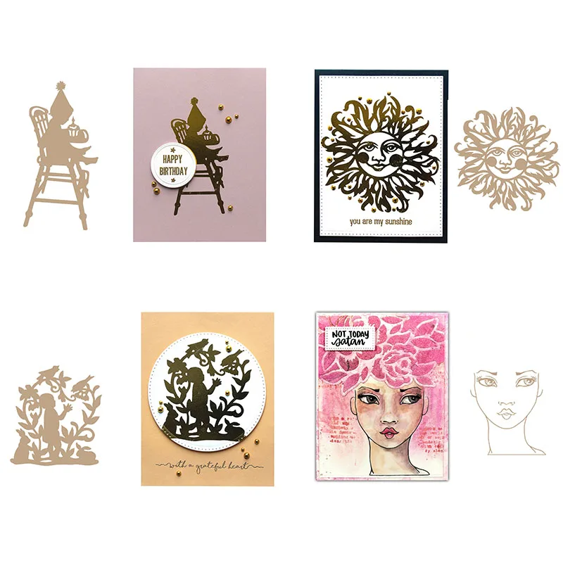 

Popular Character Kid Sun Woman Pattern Hot Foil Plates for Scrapbooking DIY Paper Cards Crafts New 2019