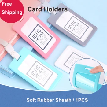 

Card Holders Work Certificate Card Horizontal Vertical ID Card Holder With Rope student Plastic Card Holder Badge Holde 1PCS