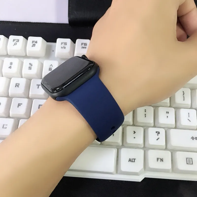 Ремешок для часов Apple, ремешок для наручных часов iWatch i Watch 4 3 2 1 42 мм 44 мм 38 40 мм, силиконовый мягкий браслет для часов