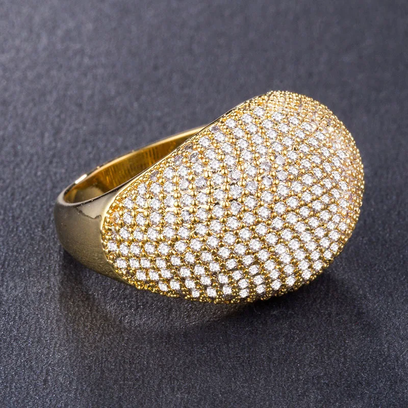 Новинка, Pave Setting Crystal роскошное кольцо на палец, большие размеры, модное великолепное кольцо для женщин, вечерние ювелирные изделия для помолвки