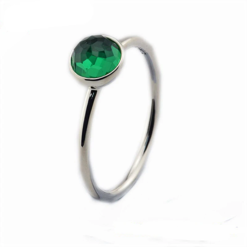 12 Months Birthstone Crystal Rings for Women 925 Sterling Silver Jewelry Birthday Women Rings Fashion Pave Stone Girl Ring Gifts - Цвет основного камня: 5
