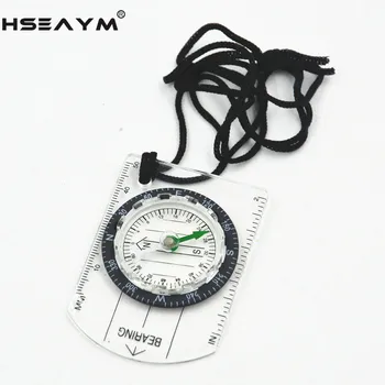 

HSEAYM Map Footage Drawing Scale Compass Survival Tool Buckle Car Camping Hiking Pointing Guide Portable Handheld Compass