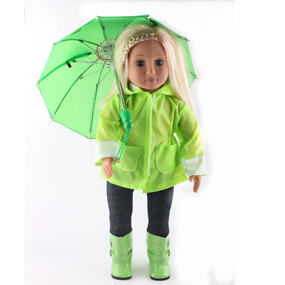 Free Shipping Doll Clothes Seven-Piece Raincoat, 18 "American and 43cm Doll Accessories Baby Girl Gift, Christmas Gift