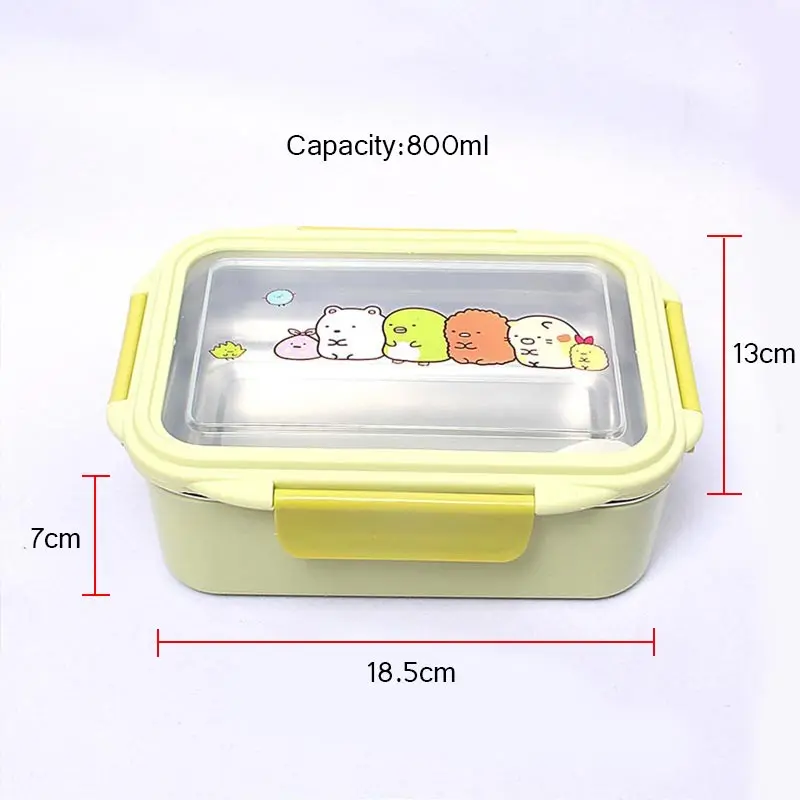 Модная коробка для обедов с мультипликацией из нержавеющей стали двухслойный контейнер для еды портативный для детей Детский Пикник школьная коробка для обеда