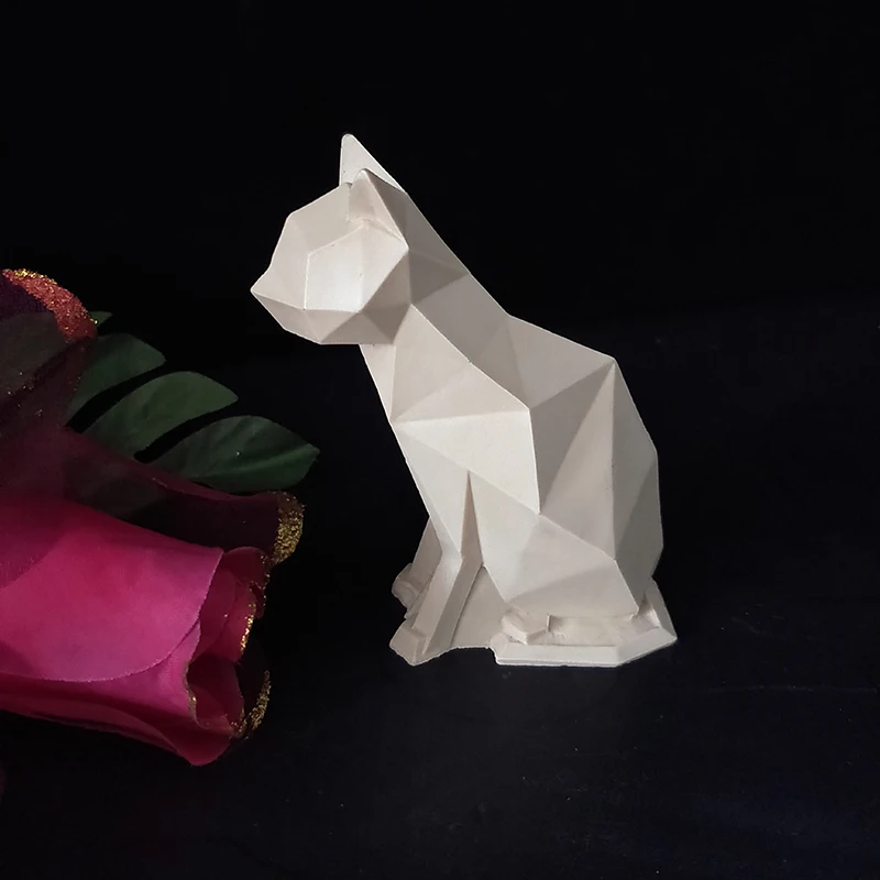 3D Силиконовые животные формы геометрии котенок в форме кота силиконовый Плесень скандинавском стиле DIY домашний рабочий стол украшения форма для цемента формы - Цвет: 1 PC